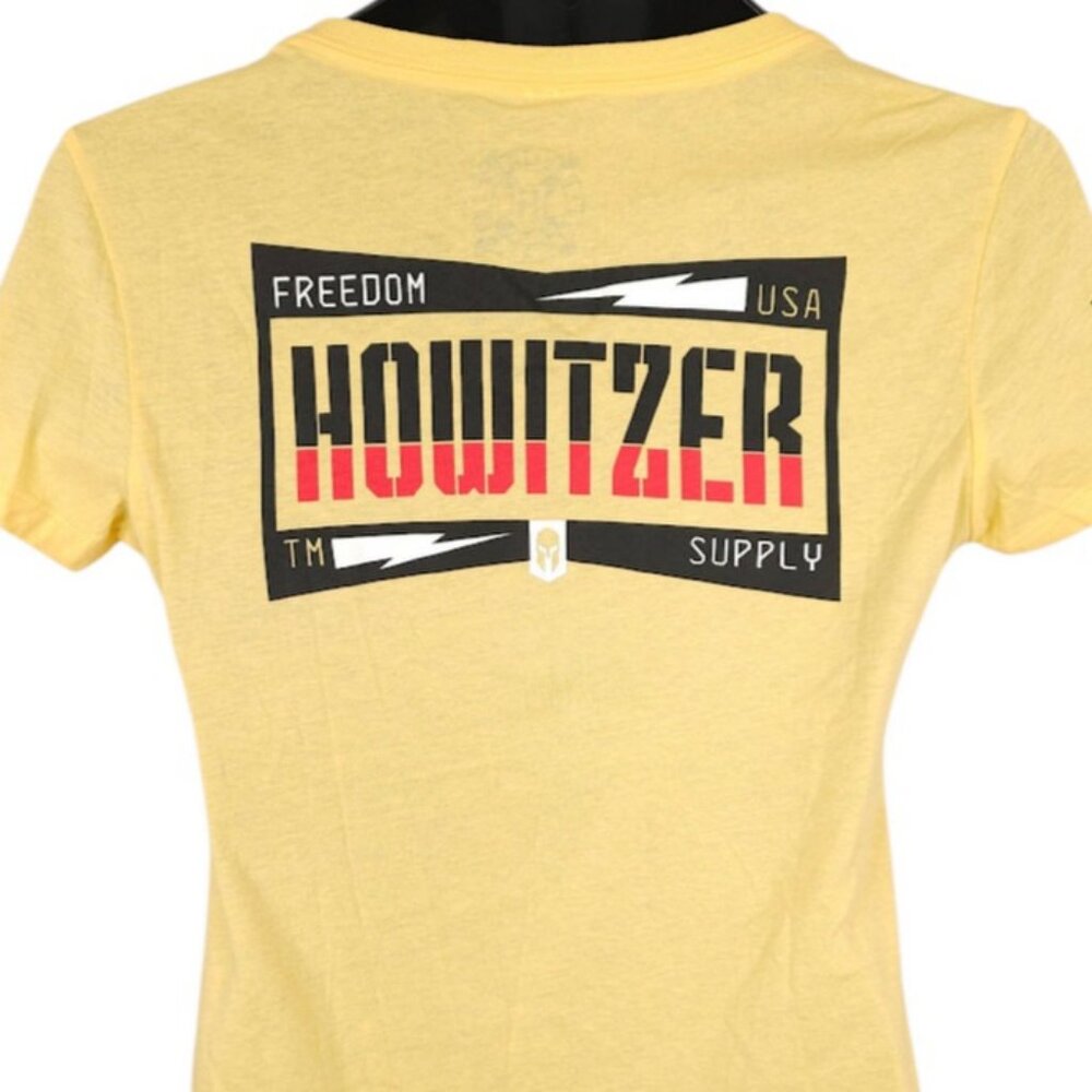 Howitzer T Shirt Womens Size Medium Yellow Freedom Supply Patriot